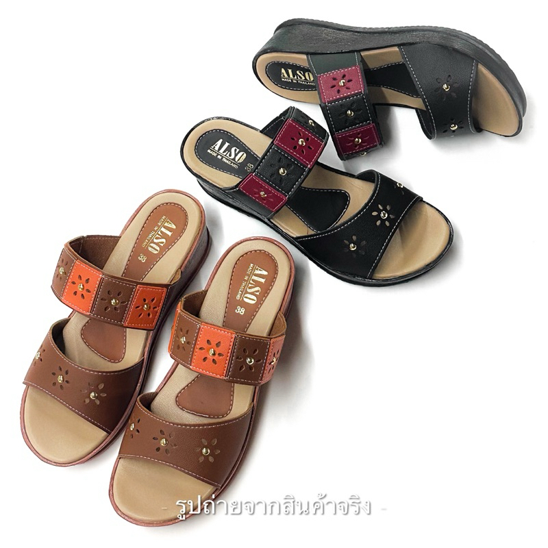 [กรอกโค้ด INC525BR ลดเพิ่ม 30%]มาใหม่ รองเท้าผู้หญิงส้นสูง 2 นิ้ว ส้นตึก แบบสวม นิ่มมาก