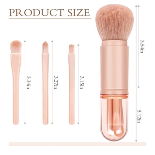 L383 เซ็ตแปรงแต่งหน้า 4 ชิ้น ในด้ามเดียว สีชมพู ขนนุ่ม พร้อมกล่องใส่