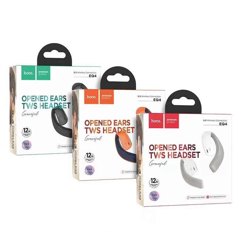 Hoco EQ4 หูฟังบลูทูธแบบคล้องหู ไร้สาย Graceful true wireless BT headset Fully open air conduction ea