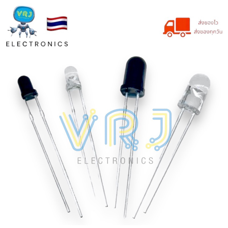 Infrared 940nm LED(เเพ็ค 10ตัว)เซนเซอร์ ตัวรับ-คัวส่ง Phototransistor IR LED 3mm 5mm อินฟาเรด แอลอีดี