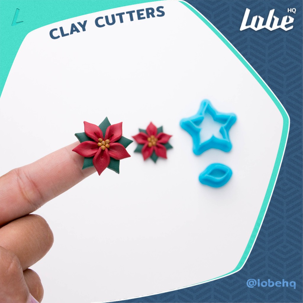 Poinsettia A 2 Piece Clay Cutter/ Polymer Clay Cutter/ Clay Tools/ แม่พิมพ์กดดินโพลิเมอร์รูปทรงใบพอยน์เซตเทีย A 2 ชิ้น