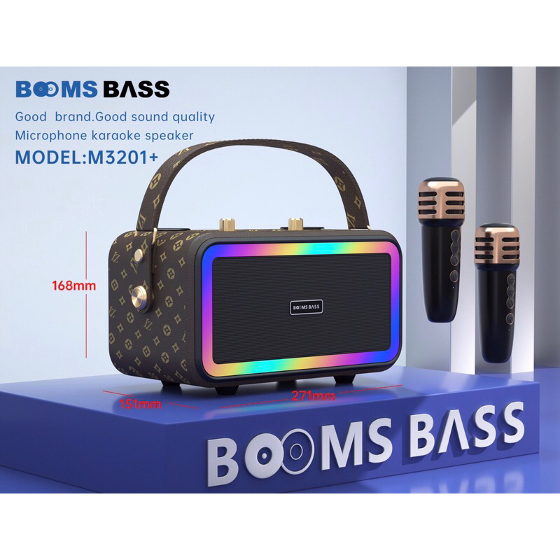 ลำโพงบลูทูธ BOOMBASS M3201+ ไมค์ลอย2ตัว ปรับเสียงไมค์ ร้องคาราโอเกะ