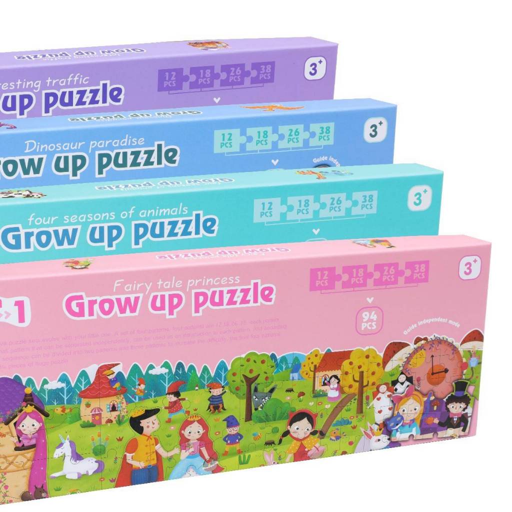 Grow Up Puzzle จิ๊กซอว์ 4 in1 วัยเริ่มเล่นจิ๊กซอว์ ชิ้นใหญ่ ฝึกการสังเกตและฝึกกล้ามเนื้อมัดเล็ก ภาพสวย ต่อง่าย