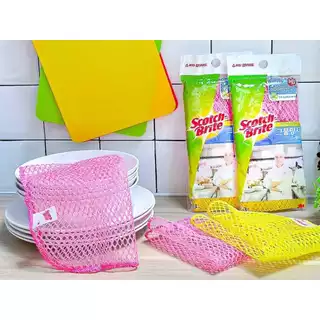 3M ตาข่าย ล้างจาน ไม่สะสมแบคทีเรีย,ไม่สะสมเศษอาหาร,แห้งเร็ว,เส้นใยไม่หลุด (3ชิ้น/แพ็ค) สก๊อตช์-ไบรต์
