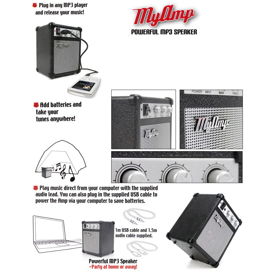 Miniamp มินิแอมป์ มีโหมดเสียงคลีนและเอฟเฟคในตัว ใช้ได้ทั้งกีต้าร์ไฟฟ้าและโปร่งไฟฟ้า !!