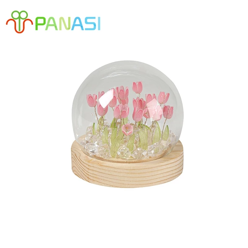 Panasi โคมไฟ Led รูปดอกทิวลิปจําลอง DIY โคมไฟตั้งโต๊ะ