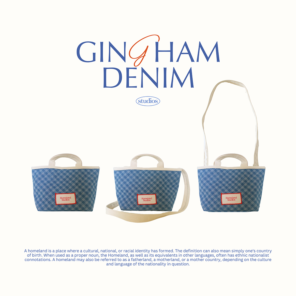 ใหม่! HOMELAND - กระเป๋าถือผ้ายีนส์ลายสก๊อต มีสายสะพายยาวให้