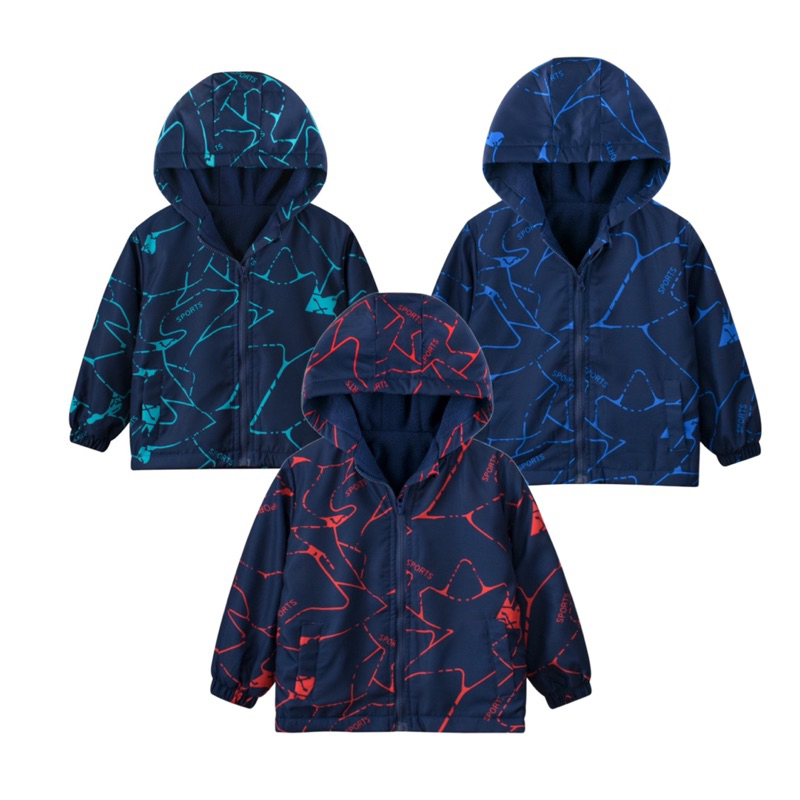 YR249 27kids เสื้อกันหนาวเด็ก มีฮู้ด ลายกราฟฟิก