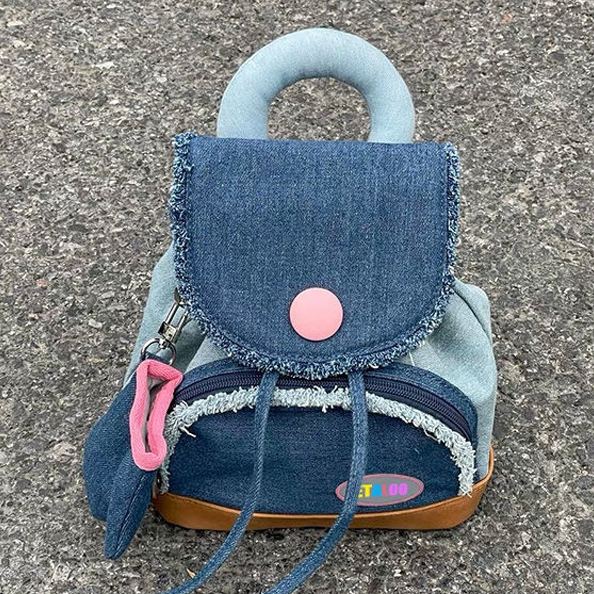 (พร้อมส่ง🎒) Donut Denim Backpack กระเป๋าเป้ กระเป๋าน่ารัก