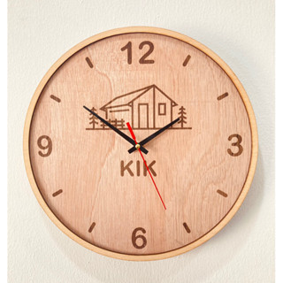 นาฬิกาไม้แขวน diy ขนาด 12 นิ้ว classic ⏱️ สลักชื่อ โลโก้ตามต…