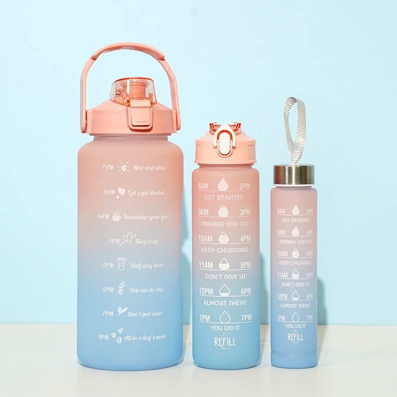 กระบอกน้ํา 2 ลิตร กระบอกน้ำสุดฮิต ขวดน้ำ 2 ลิตร (2000ml+900ml+300ml) สีพาสเทลสวยมากก พร้อมหลอด มีมาตรบอกระดับน้ำ สไตล์สป