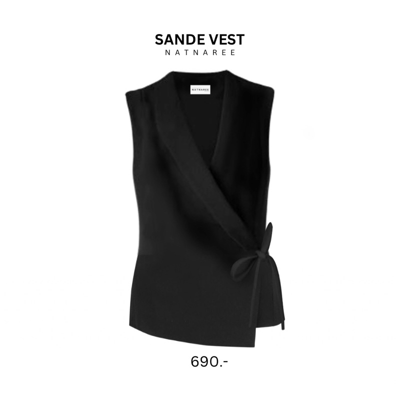 sande vest เสื้อแขนกุดมีสายผูกไขว้หน้า