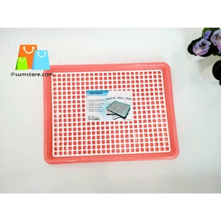ถาดควำแก้วพลาสติก+ตะแกรง ขนาดด้านนอก 38x29x3cm. (กว้างxยาวxสูง) (S0017)