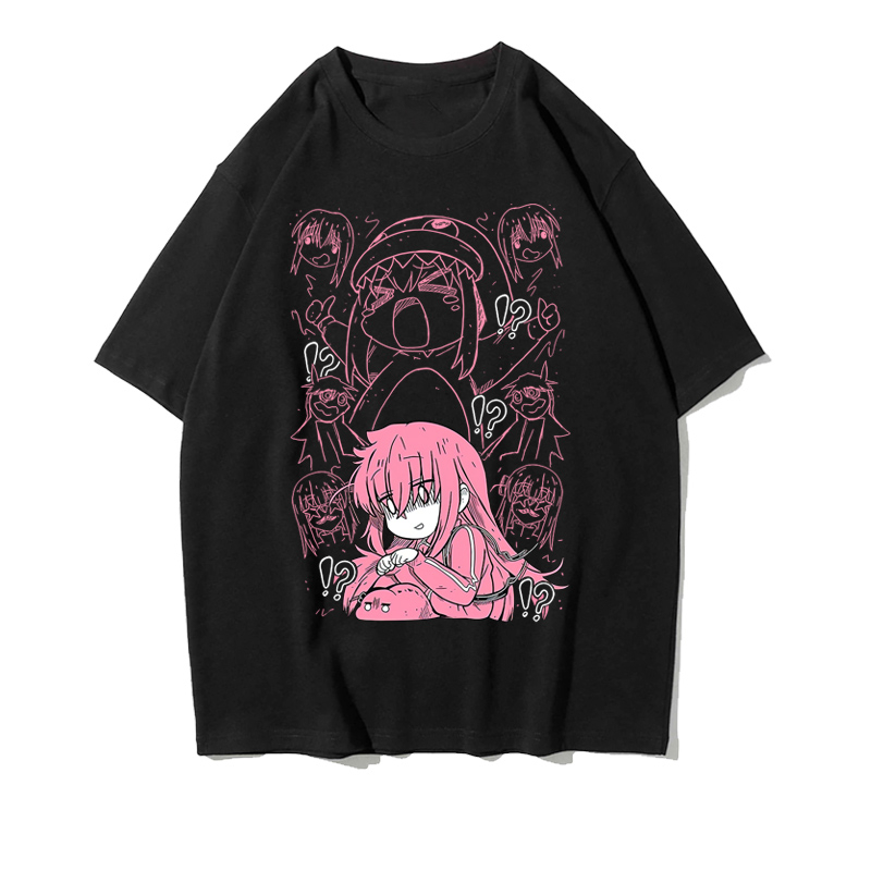 BOCCHI THE ROCK เสื้อแขนสั้นดีไซน์ไม่ซ้ำใครจากผ้าฝ้ายแท้พิมพ์ลาย Gotoh Hitori น่ารัก