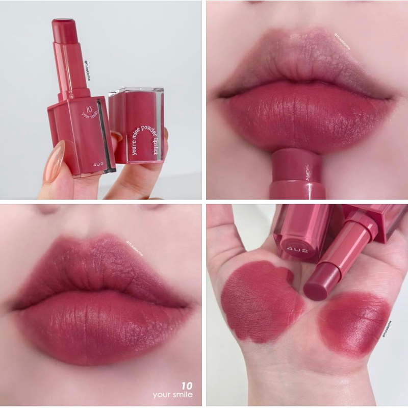 สีนี้สวยยอะะ 4U2 you’re mine ต้าวลิปแมทท์เนื้อนุ่มฟูเบอร์ 10 your smile ดีต่อใจมากก