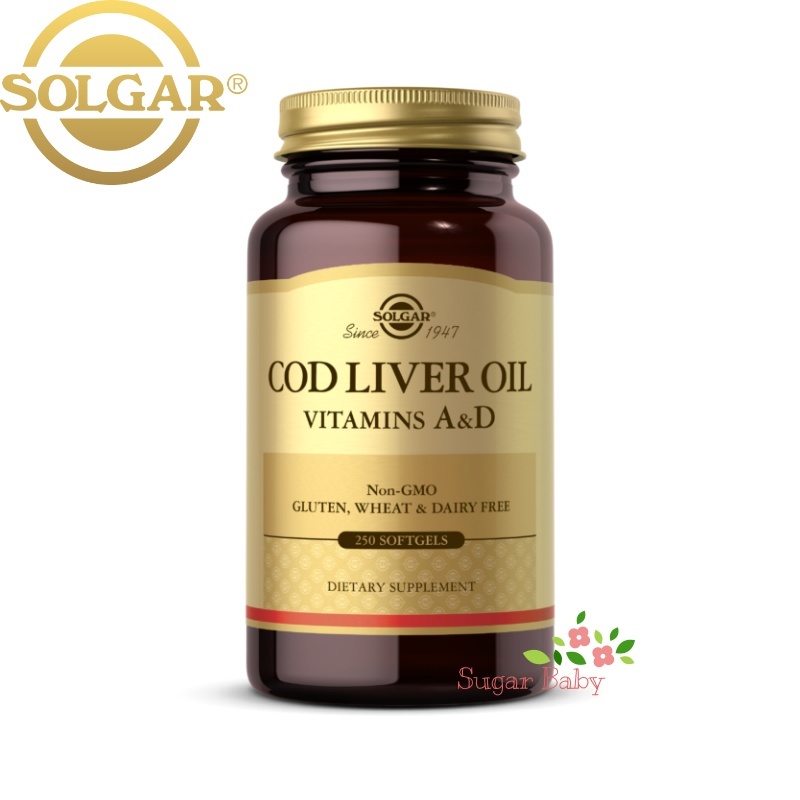 Solgar Cod Liver Oil Vitamins A & D 250 Softgels น้ำมันตับปลา ผสมวิตามินเอและวิตามินดี 250 ซอฟท์เจล