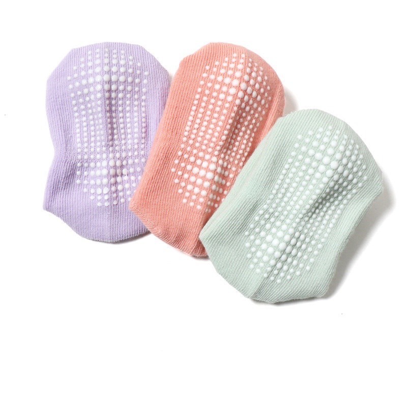 ShopAt.Two[SC-KB134A] ถุงเท้าเด็กผู้หญิงกันลื่นสีพื้น 6 สี พร้อมส่งในไทย - รูปที่ 3