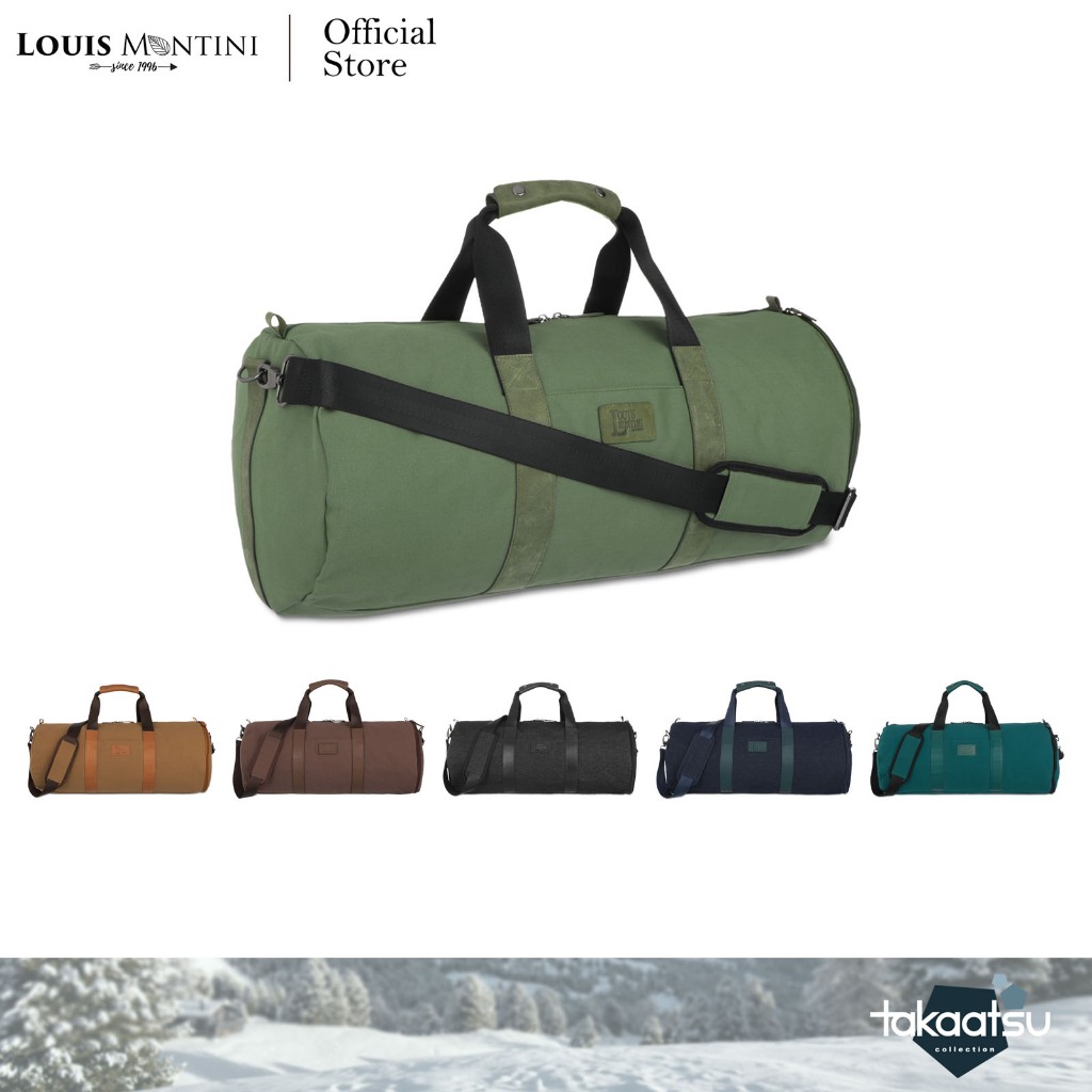 Louis Montini (Round Duffel Bag) กระเป๋าเดินทาง ทรงกระบอก กระเป๋าผ้าแคนวาส Travel Bag BC02