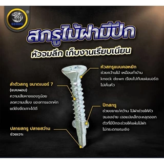 SENDO สกรูไม้ฝา หัวเตเปอร์ ปลายสว่าน(มีปีก) #7 #8 สกรู สกรูปลายสว่าน