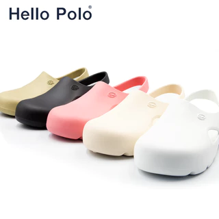 Hello Polo ดำ รองเท้าแตะผู้หญิง รองเท้าหัวโต 4cm พื้นหนา เสริมส้น กันลื่น นุ่ม แฟชั่นฤดูร้อน HP8008W