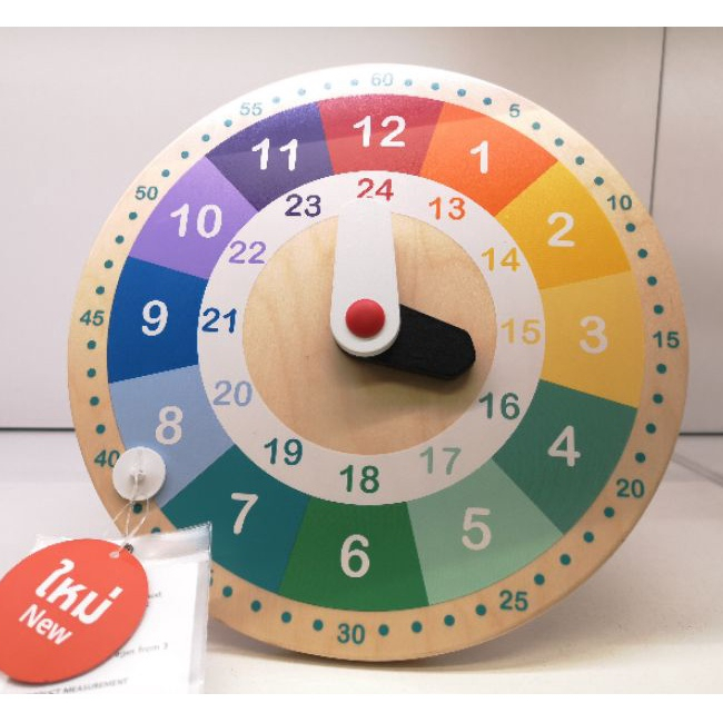 IKEA wooden clock toy ของเล่นนาฬิกาไม้ เสริมทักษะ, หลากสี 25 ซม. พร้อมส่ง