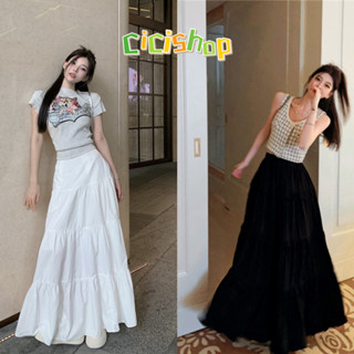 Cicishop(905)กระโปรงยาวสีพื้น มีซิปข้าง ผ้าอย่างดี ดีเทลแต่ง…