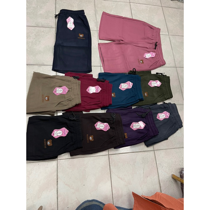 กางเกงขาสั้นผ้ายืดเกาหลีลายปักหมีเนื้อผ้ายืดตามตัวใส่สบายเอวมีเชือกผูกใช้งานได้จริงกระเป๋า2ข้าง - รูปที่ 6