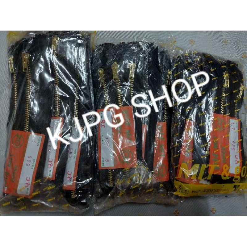 (ยกโหล 12เส้น) ซิปยีนส์ ซิปกางเกงยีนส์ หัวทองเหลือง ฟันทอง ยี่ห้อMIT คุณภาพดี สีดำ ขนาด 5",6",7"