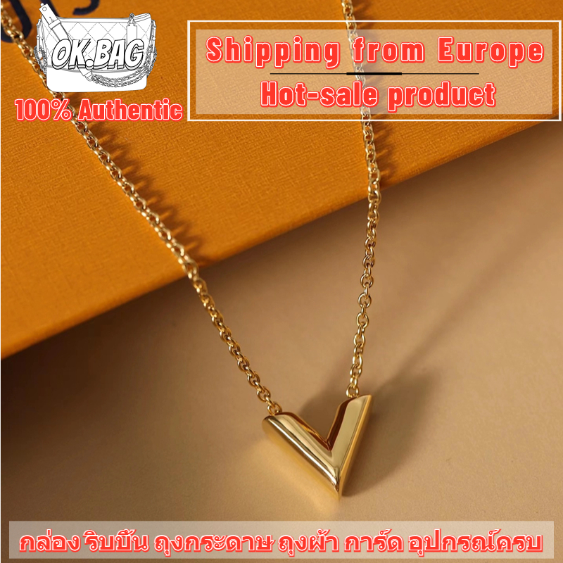 หลุยส์วิตตอง Louis Vuitton Essential V Necklace LV สร้อยคอสุภาพสตรี
