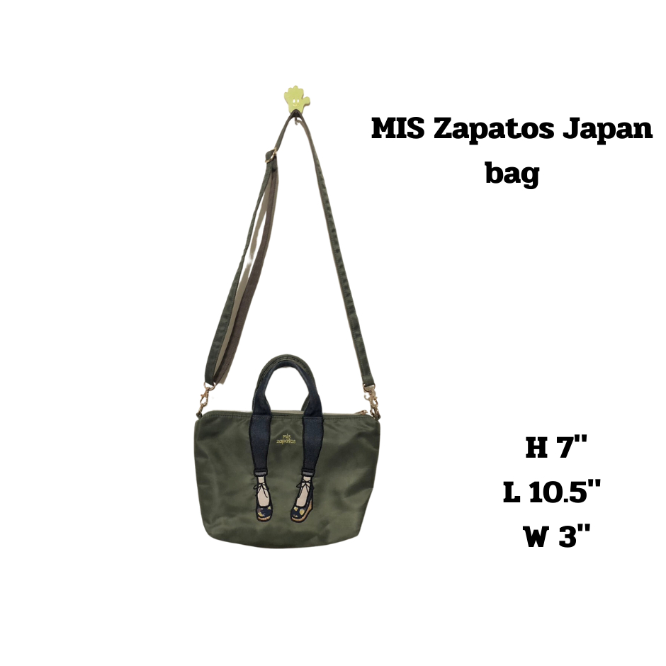 MIS Zapatos Japan bag เป้/กระเป๋าสะพาย ของแท้ มือสอง สีเขียวขี้ม้า