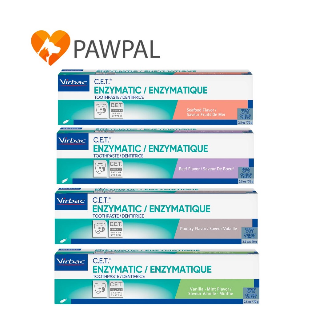 Virbac C.E.T. Enzymatic Toothpaste 70 g 🔥 CET ยาสีฟัน ขจัดหินปูน กลิ่นปาก รสไก่ วานิลลา มิ้นท์ เนื้อ ซีฟู้ด สุนัข แมว