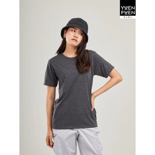YuenPuen เสื้อยืดคอกลม สีเทาดำ ยืนพื้น ไม่ยืด ไม่ย้วย ไม่ต้องรีด สีพื้น เนื้อผ้านุ่มใส่สบาย