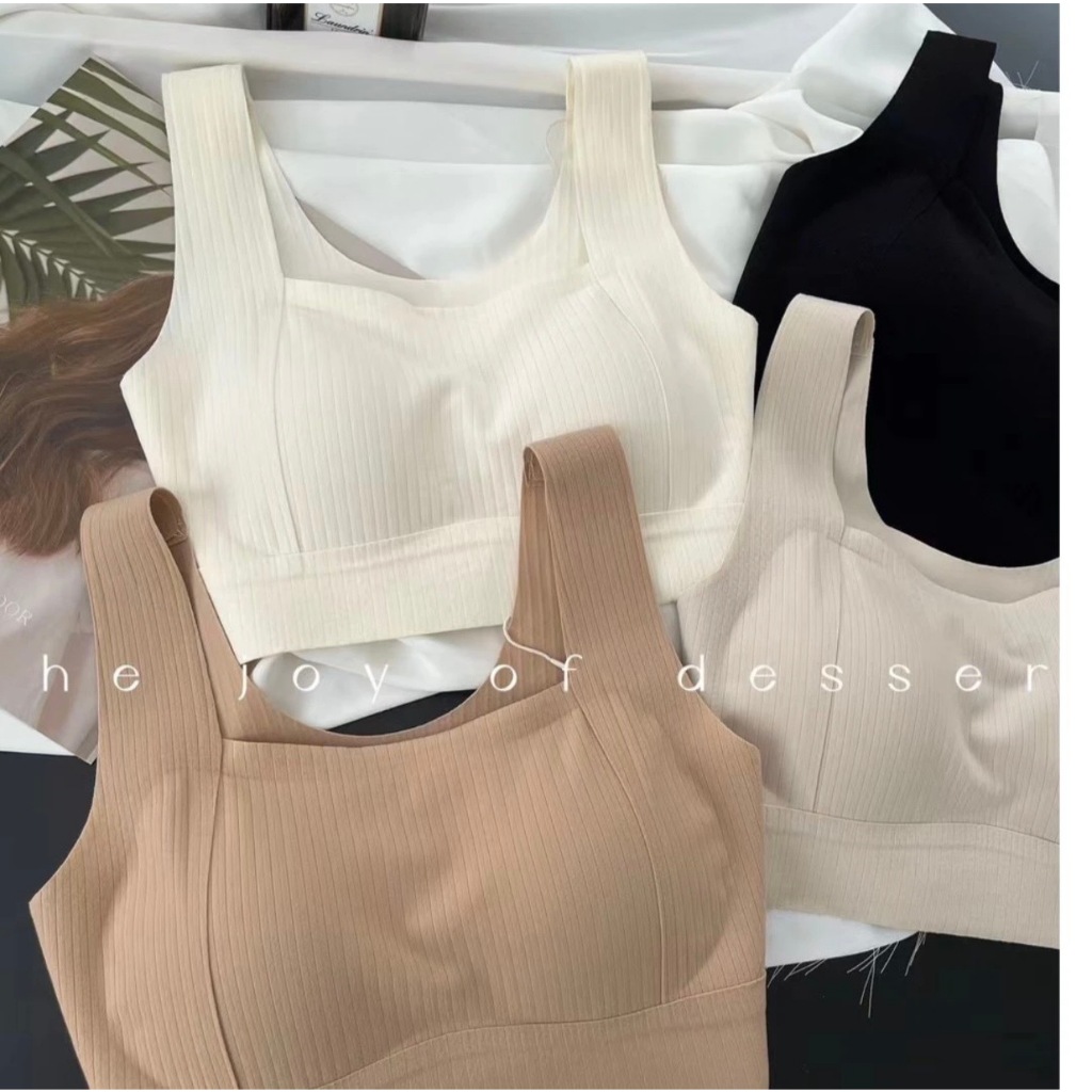 สปอร์ตบราแฟชั่น เสื้อครอปบรา ลายเรียบ ลูกคุณ ผ้านิ่มไร้โครง มีฟองน้ำในตัว BFY-19073 ผู้หญิง สบาย