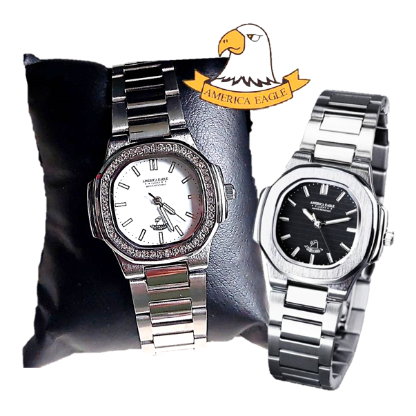 ของแท้ นาฬิกาข้อมือแบรน Grand Eagle นาฬิกาผู้ชายและผู้หญิง สายเหล็ก กันน้ำ100% นาฬิกาคู่รัก นาฬิกาอเมริกันอีเกิ้ล RC817