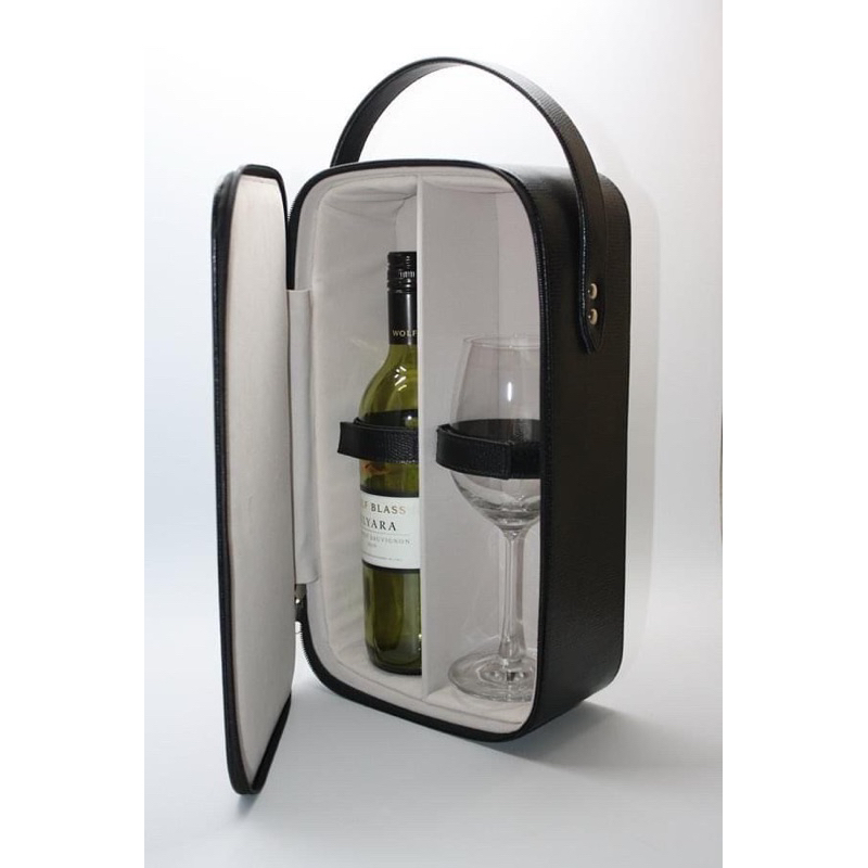 กระเป๋าไวน์คู่/ใส่แก้วไวน์ by Dee leather shop