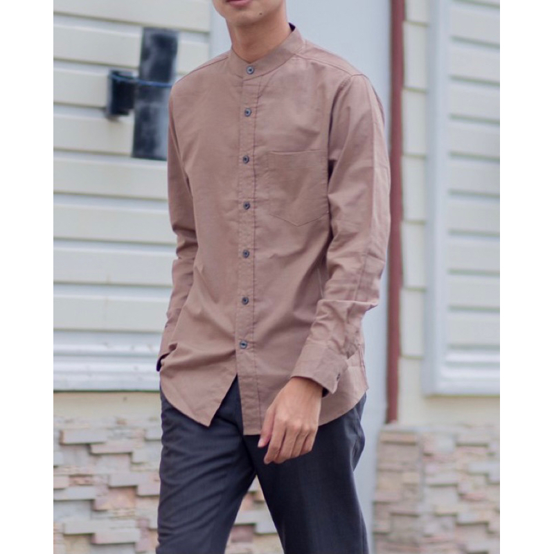 เชิ้ตคอจีนแขนยาวทรงสลิม 25สี Cotton Oxford premium