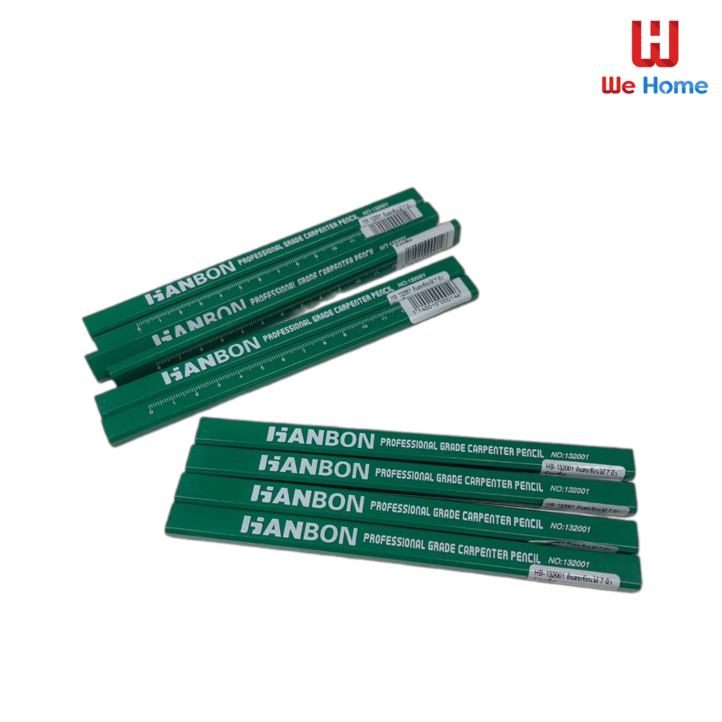 BANBON ดินสอไม้งานช่าง ขนาด 7 นิ้ว แท่งสีเขียว ด้ามเหลี่ยม HB-132001 BANBON