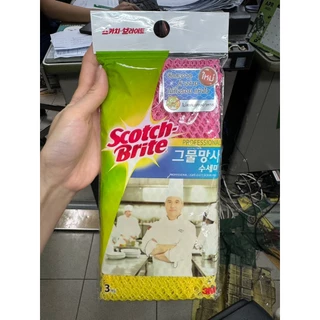 3M ตาข่าย ล้างจาน ไม่สะสมแบคทีเรีย,ไม่สะสมเศษอาหาร,แห้งเร็ว,เส้นใยไม่หลุด (3ชิ้น/แพ็ค) สก๊อตช์-ไบรต์