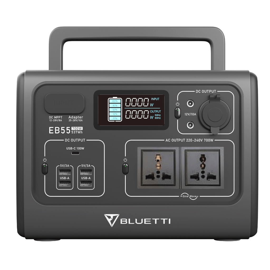 Bluetti EB55 Portable Power Station ความจุ 700W/537Wh แบตเตอรี่สำรองพกพาไว้ใช้ยามฉุกเฉิน หรือแคมป์ปิ้ง
