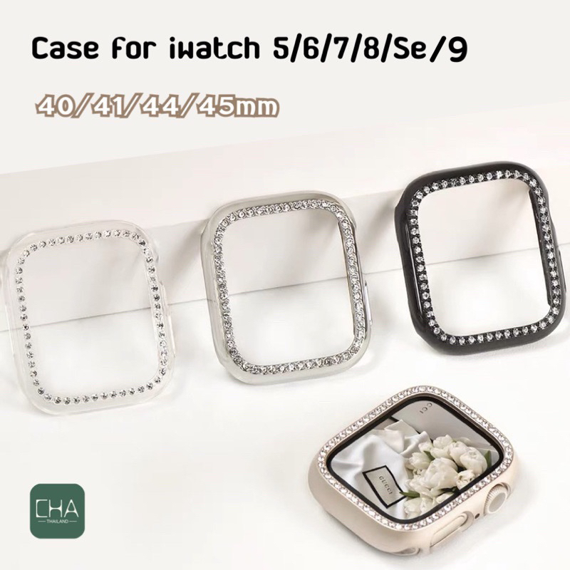 เคส watch diamond case สําหรับ watch11 10 9 8 Se 7 6 5 4 Se เคส ขนาด41/40mm 44/45/46มมเคสสําหรับแอปเปิ้ลวอช