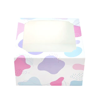 (BB31 Minimal) กล่องใส่เค้กครึ่งปอนด์ /คัพเค้ก 4 ชิ้น ขนาด 16x16x9 cm. แพ็คละ 10 ใบ