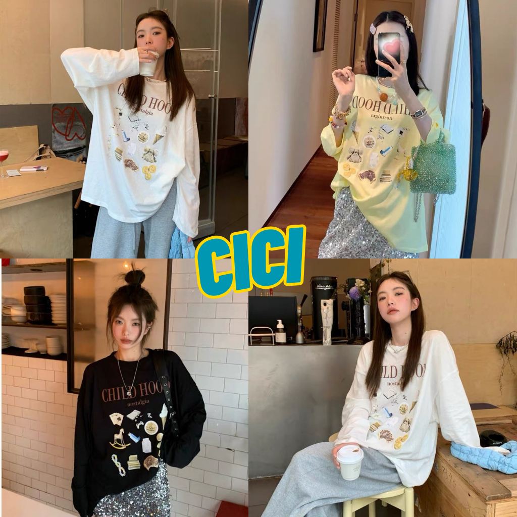 ส่งทันที Cici(NO. 5603/6069)Long sleeve เสื้อแขนยาวสกรีนลายสุดเกาหลี ใส่แมตช์ยีนส์น่ารักสุดๆ