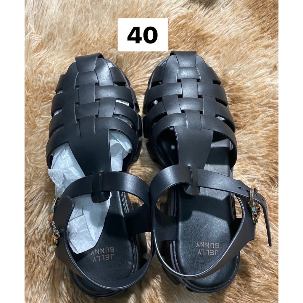 JELLY BUNNY รองเท้าแตะรัดส้นผู้หญิง Size 40 สีดำ