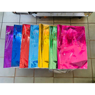 กระดาษห่อของขวัญ ฟอยล์เงา สีล้วน/ลาย กระดาษมันเงา กระดาษเลเซอร์ แพค 5แผ่น/10แผ่น ขนาด 50*70ซม. ฟอย กระดาษสี US.Station