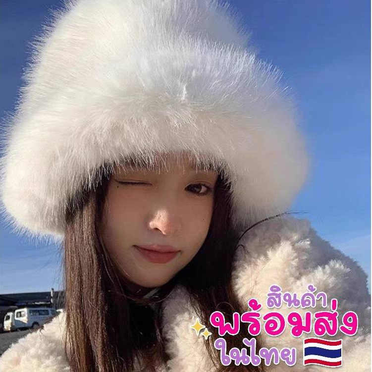 หมวกบักเก็ตขนFoxเทียม พร้อมส่ง
