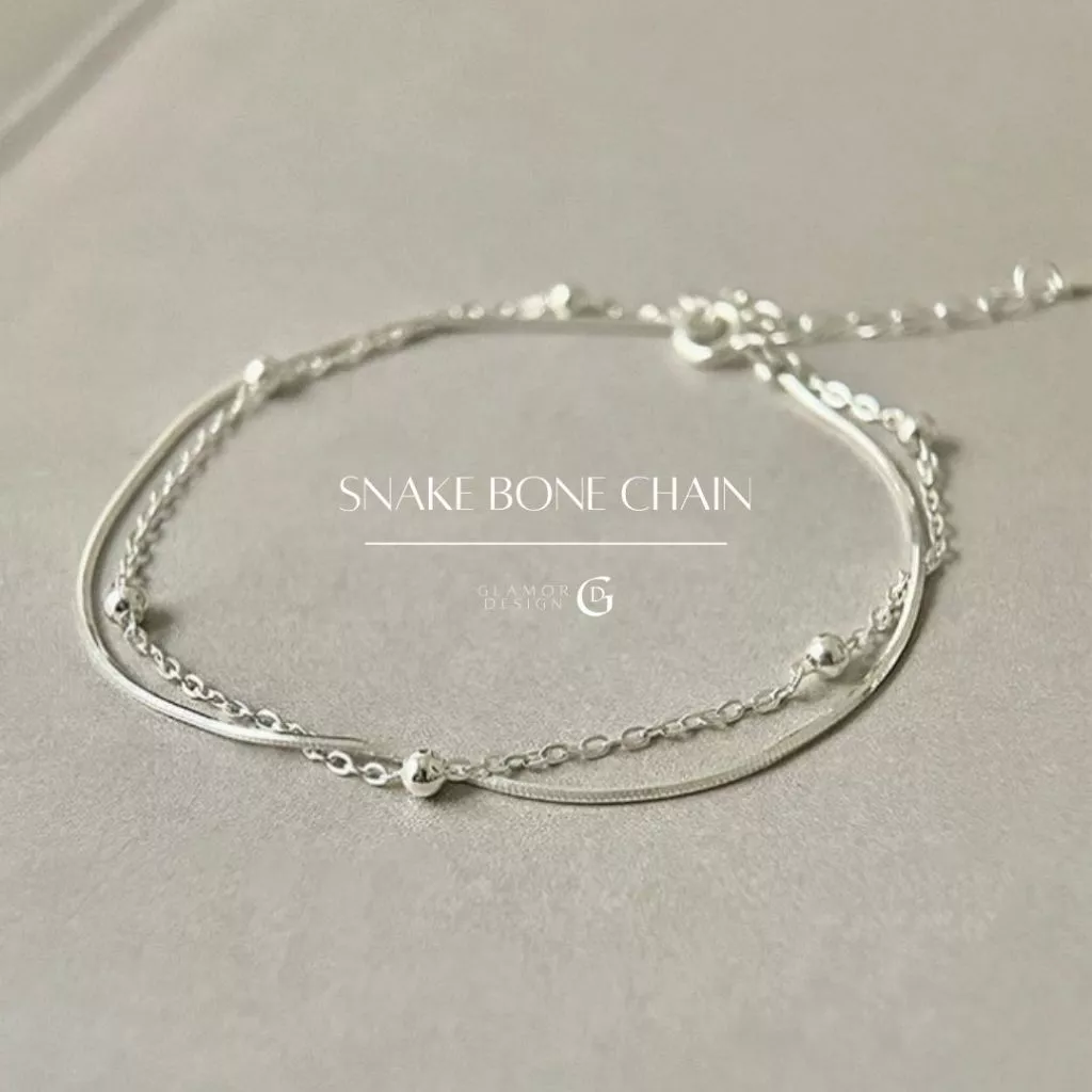 GLAMOR✨พร้อมส่ง สร้อยข้อมือเงิน Snake Bone Chain สร้อยข้อมือเงิน สร้อยข้อมือเงิน สร้อยข้อมือผู้หญิง