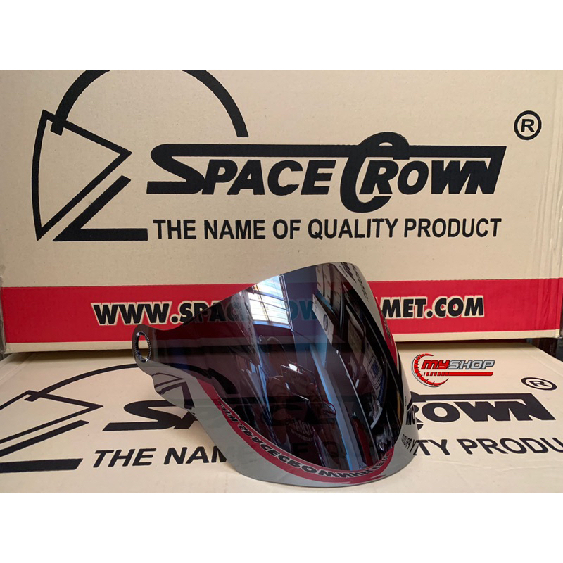 ชิลหน้าหมวกกันน็อค SPACE CROWN รุ่นCOSMO สีปรอท