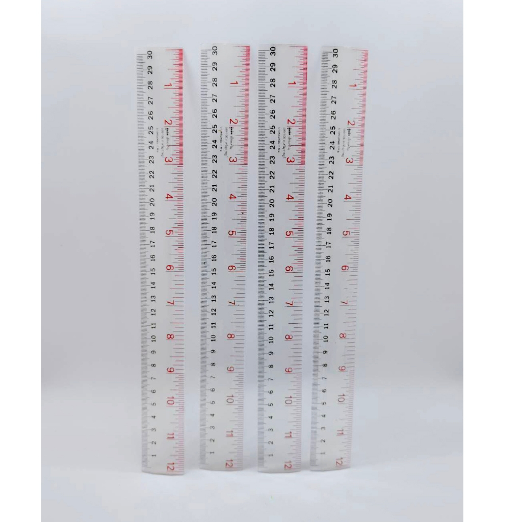 พร้อมส่ง ไม้บรรทัดแข็ง พลาสติกPvC ใส 12 นิ้ว (บรรจุ 1 โหล)