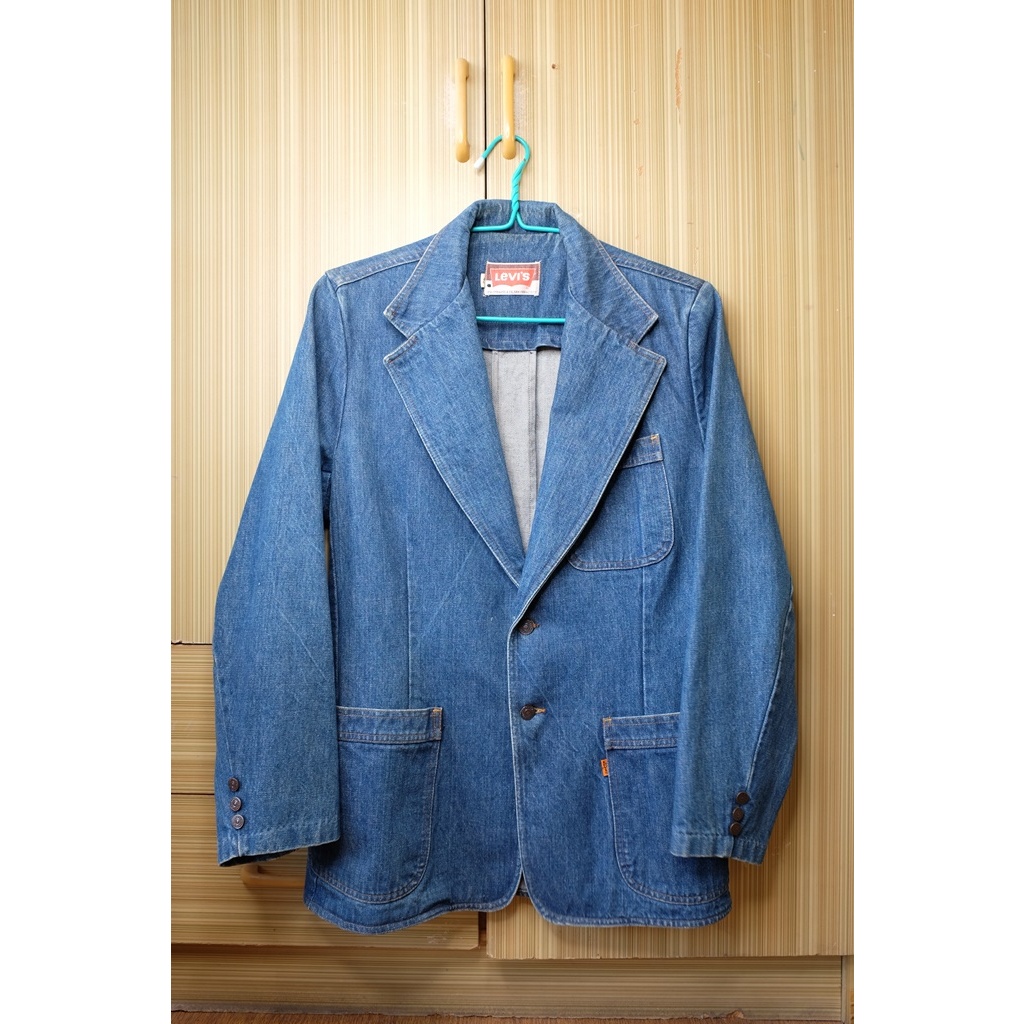 แจ็คเก็ตยีนส์ สูทยีนส์ Levi's ลีวายส์ ป้ายส้ม 3กระเป๋า ไซส์ 42 ของแท้ Made in USA. 80-90's สภาพดีมาก