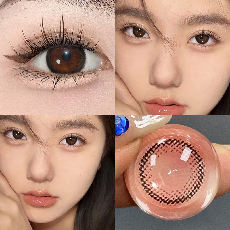 คอนแทคเลนส์ธรรมชาติ เรียบ สวมใส่สบาย สีดำ/ น้ำตาล 14.0mm 1คู่